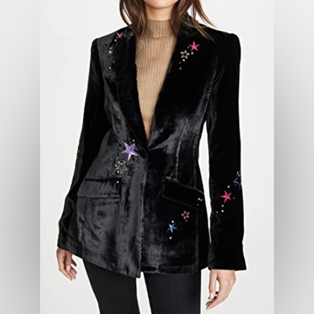 CINQ A SEPT Estelle Velvet Star-Embroidered Blaze